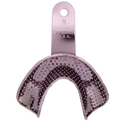 Superior Stainless Steel Impression Tray - Perforated - Depressed - Anterior Lower - Medium