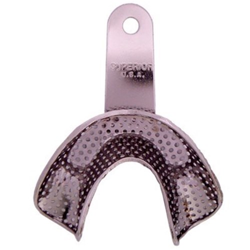 Superior Stainless Steel Impression Tray - Perforated - Depressed - Anterior Lower - Large