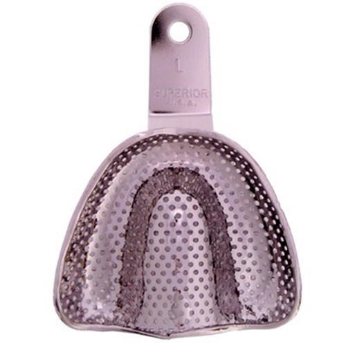 Superior Stainless Steel Impression Tray - Perforated - Edentulous Upper - Large