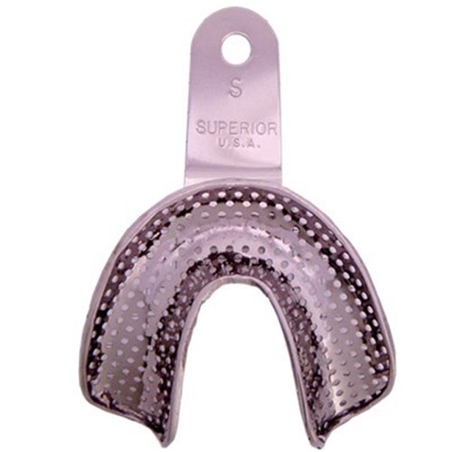 Superior Stainless Steel Impression Tray - Perforated - Edentulous Lower - Small