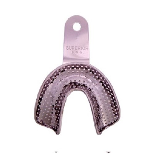 Superior Stainless Steel Impression Tray - Perforated - Edentulous Lower - Medium