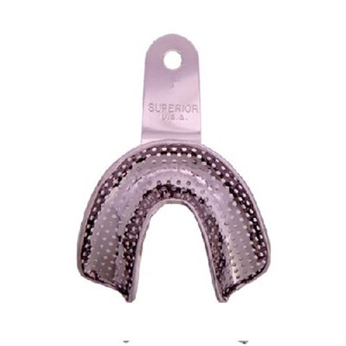 Superior Stainless Steel Impression Tray - Perforated - Edentulous Lower - Medium