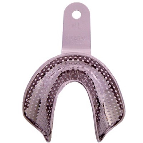 Superior Stainless Steel Impression Tray - Perforated - Edentulous Lower - Medium Large