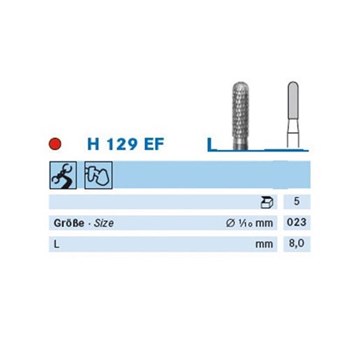 Komet Tungsten Carbide Bur - H129EF-023 - Cutter - Straight (HP), 5-Pack