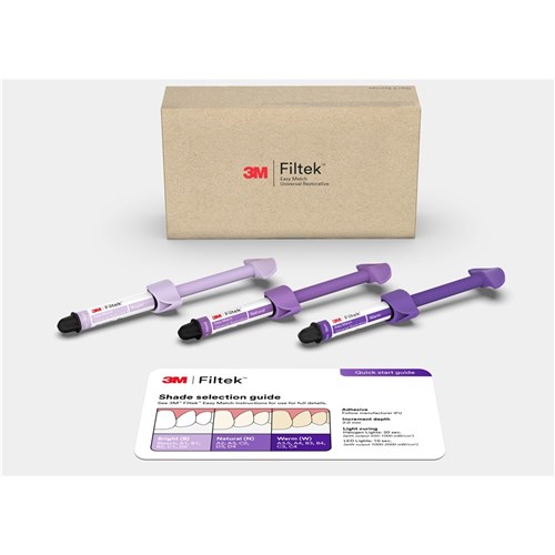 3M Filtek Easy Match Universal - 4G Syringes - Assorted Shades Bright, Natural and Warm, 3 -Pack