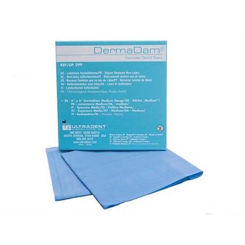 DERMADAM Rubber Dam Synthetic 20 Pack 15cm x 15cm 0.20mm