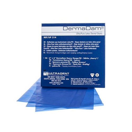 Ultradent Dermadam Rubber Dam - Heavy - 15cm x 15cm 0.25mm, 36-Pack