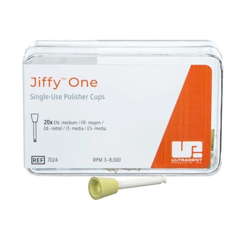 Ultradent Jiffy One - Single Use Polisher Cups - Medium - Yellow, 20-Pack