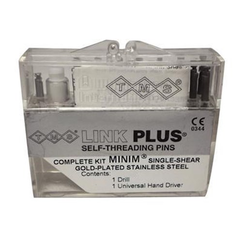 Coltene TMS Link Plus - Self Threading Pins - Minim - 0.525mm - Single Shear - Gold Plated Silver, 24-Pack