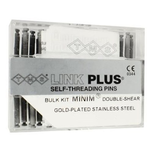 Coltene TMS Link Plus - Self Threading Pins - Minim - 0.525mm - Double Shear - Gold Plated Silver, 60-Pack