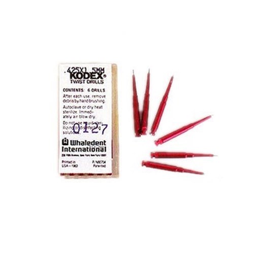 Coltene KODEX Minikin Drills - 0.425 x 1.5mm - Red - Long Shank, 6-Pack