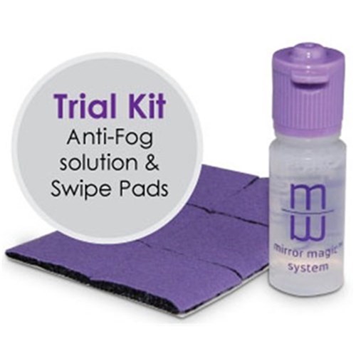 Zirc Mirror Magic - Antifog Solution - Trial Kit - 6ml Bottles, 2-Pack with 24 Swipe Pads