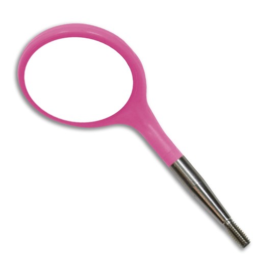 ZIRC Crystal Plastic Mirror Head - Neon Pink - Simple Stem - Size 4, 12-Pack